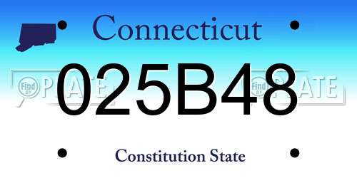 025B48 Connecticut License Plate