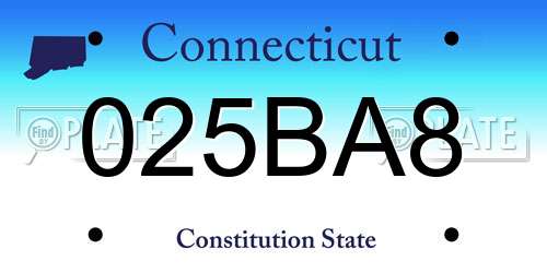 025BA8 Connecticut License Plate