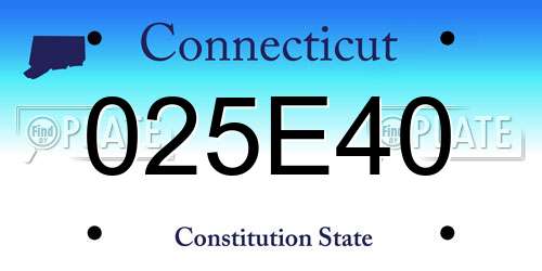 025E40 Connecticut License Plate