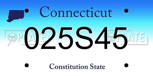 025S45 Connecticut License Plate