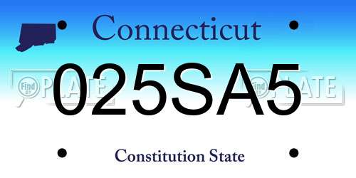 025SA5 Connecticut License Plate