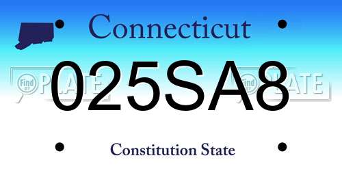 025SA8 Connecticut License Plate