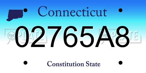 02765A8 Connecticut License Plate