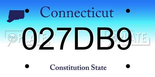 027DB9 Connecticut License Plate