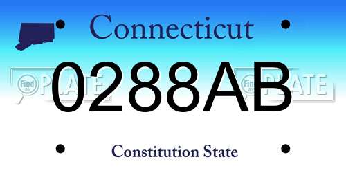 0288AB Connecticut License Plate