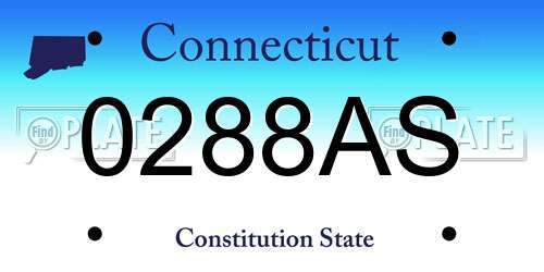 0288AS Connecticut License Plate