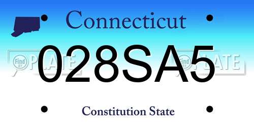 028SA5 Connecticut License Plate