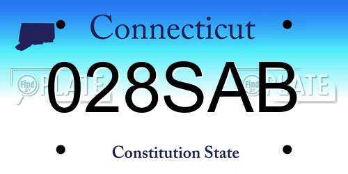 028SAB Connecticut License Plate