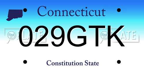 029GTK Connecticut License Plate