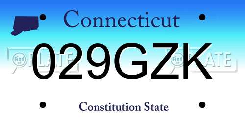 029GZK Connecticut License Plate