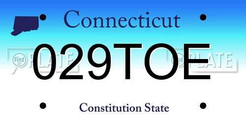 029TOE Connecticut License Plate
