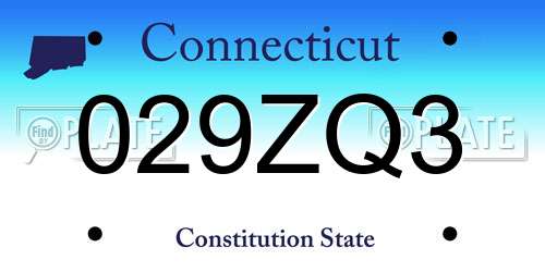 029ZQ3 Connecticut License Plate