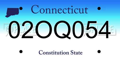 02OQ054 Connecticut License Plate