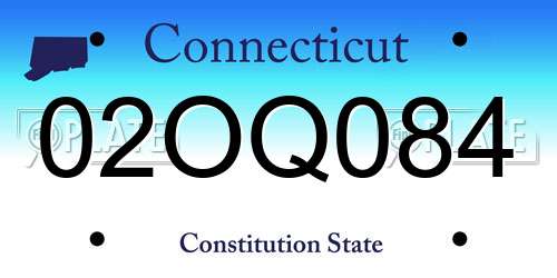 02OQ084 Connecticut License Plate