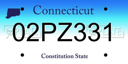 02PZ331 Connecticut License Plate
