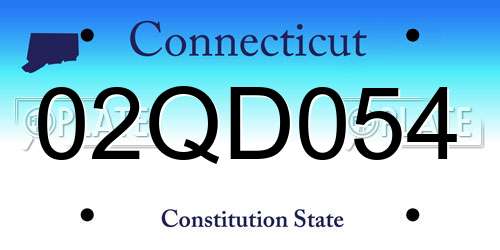 02QD054 Connecticut License Plate
