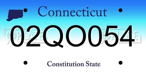 02QO054 Connecticut License Plate