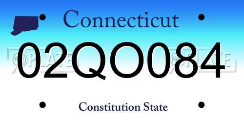 02QO084 Connecticut License Plate
