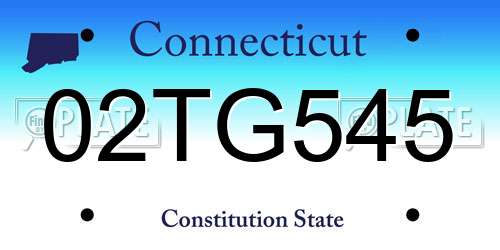 02TG545 Connecticut License Plate