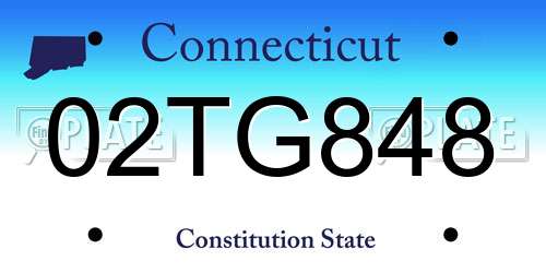 02TG848 Connecticut License Plate