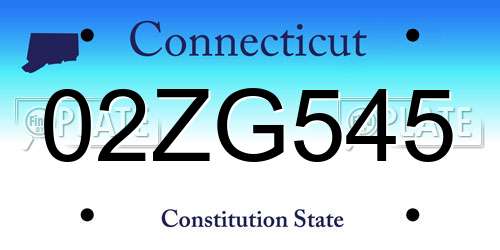 02ZG545 Connecticut License Plate