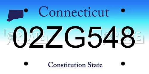 02ZG548 Connecticut License Plate