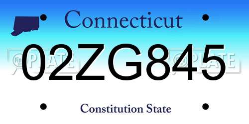 02ZG845 Connecticut License Plate