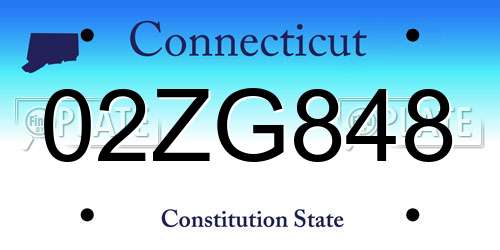 02ZG848 Connecticut License Plate