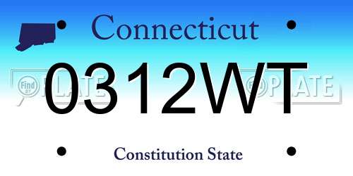 0312WT Connecticut License Plate