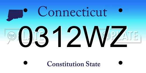 0312WZ Connecticut License Plate