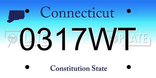 0317WT Connecticut License Plate