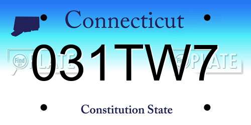 031TW7 Connecticut License Plate