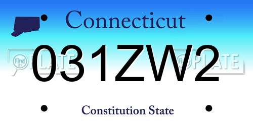 031ZW2 Connecticut License Plate