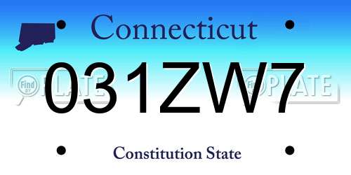 031ZW7 Connecticut License Plate