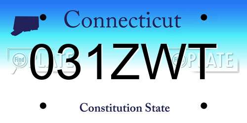 031ZWT Connecticut License Plate