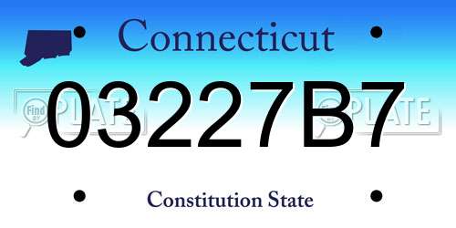03227B7 Connecticut License Plate