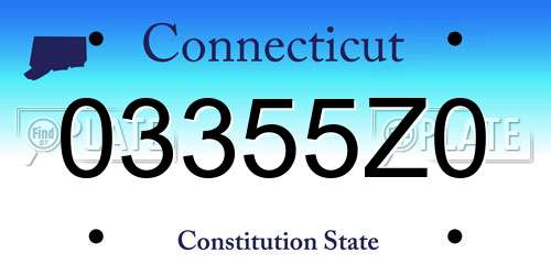 03355Z0 Connecticut License Plate