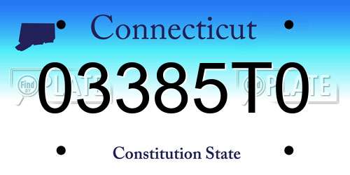 03385T0 Connecticut License Plate