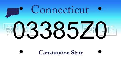 03385Z0 Connecticut License Plate