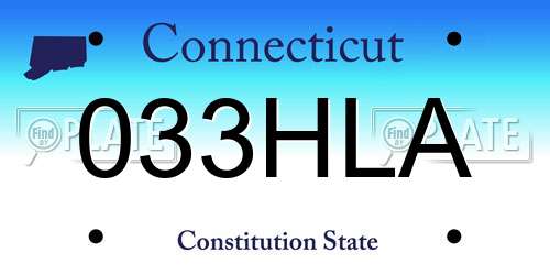 033HLA Connecticut License Plate
