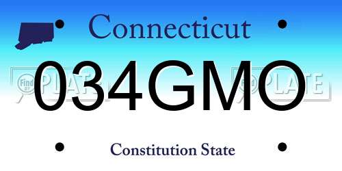 034GMO Connecticut License Plate