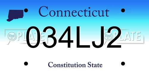 034LJ2 Connecticut License Plate