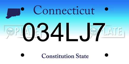 034LJ7 Connecticut License Plate