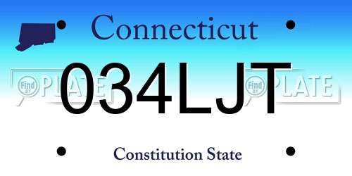 034LJT Connecticut License Plate
