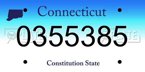 0355385 Connecticut License Plate