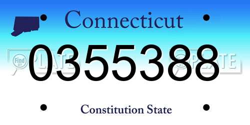 0355388 Connecticut License Plate