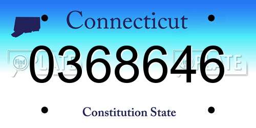 0368646 Connecticut License Plate