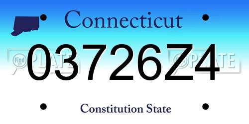 03726Z4 Connecticut License Plate