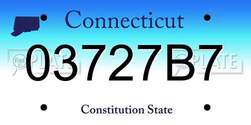 03727B7 Connecticut License Plate
