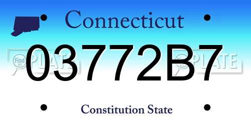 03772B7 Connecticut License Plate